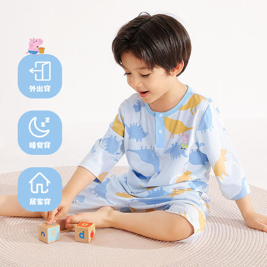 【80-130】【小猪佩奇】男童夏季七分袖短裤家居服套装 商品图2