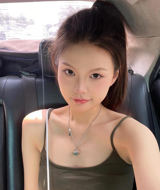 西太后薄荷绿项链U绝美立体土星项链，银色配薄荷绿珠（XTY） 商品图4