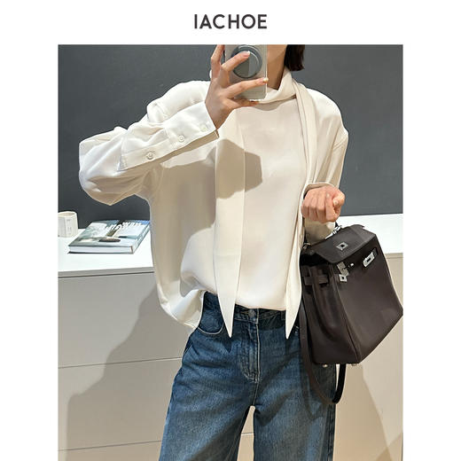 棉仓3621504021-IACHOE【慵懒周末】围巾衬衫 商品图0