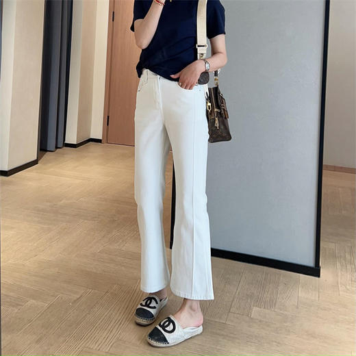 竹竿腿时髦显瘦高腰九分微喇牛仔裤弹力修身喇叭裤2025春款！ 商品图6