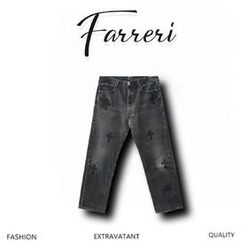 克家 金属十字架牛仔裤