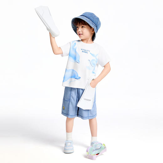 【实体店同款】男童全腰牛仔中裤夏季新款安奈儿童装XB526636 商品图5