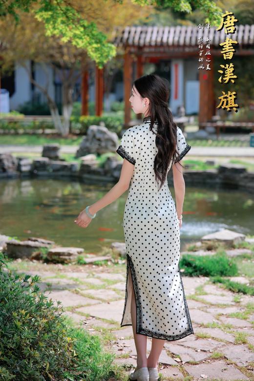 【繁 花】春夏季复古民国风黑白波点旗袍修身立领短袖温婉优雅气质尽显新中式 商品图4