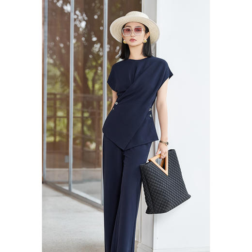 【预售7天】米思阳2026夏季新款时尚通勤设计感套装品质天丝混纺精致两件套女2132/1203 商品图4