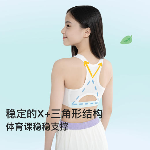 ubras旗下likeuu儿童内衣甜梨薄荷女童软弹透气小凉风工字背文胸ZY 商品图2