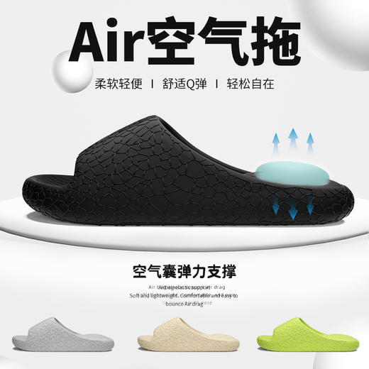 【超模君福利 9.9抢Air气垫拖鞋，6色可选】2025新款拖鞋 空气囊弹力支撑 EVA材质 一体成型 条纹防滑底纹 抓地力强 男女同款 商品图2