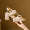 【预售5天】法式防水台高跟露趾凉鞋女夏新款百搭粗跟厚底金属一字带罗马鞋女DPJ&3002 商品缩略图2