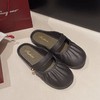 【百搭神器❗️褶皱软皮奶奶鞋】柔软轻盈，修饰腿型，亲肤舒适！包头半拖鞋女外穿复古平底一脚蹬懒人褶皱凉拖 商品缩略图5