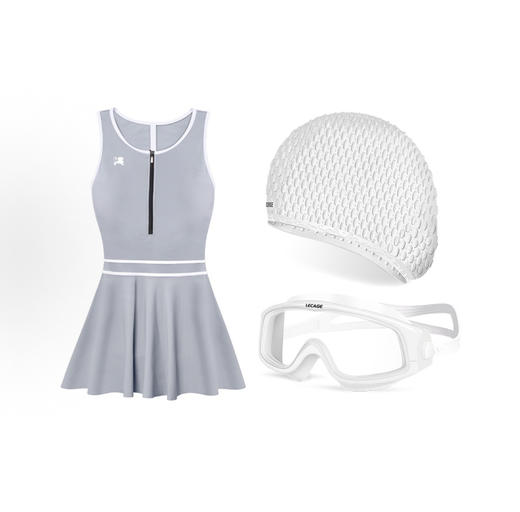 乐凯奇 LECAGE 连体泳衣专业泳衣泳镜泳帽三件套游泳套装 氨纶 锦纶 泳池 女款 商品图2