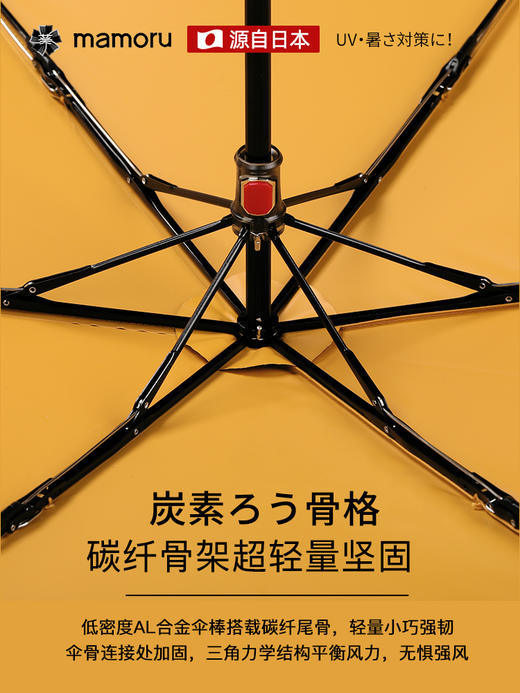 【Mamoru】超轻碳纤小弯钩烫金款防紫外线遮阳伞三折彩胶防晒太阳伞 商品图6