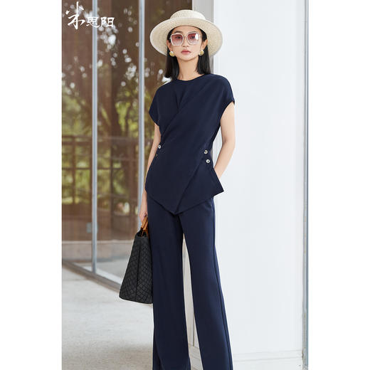 【预售7天】米思阳2026夏季新款时尚通勤设计感套装品质天丝混纺精致两件套女2132/1203 商品图1