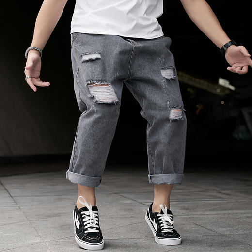 【DDJ】大依优型大码潮款直筒牛仔裤九分裤男舒适休闲简约百搭加肥加大男装 商品图1