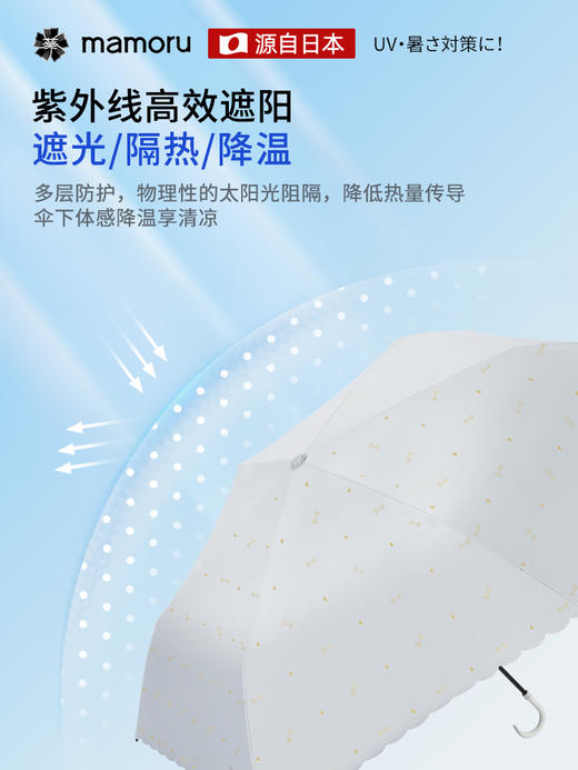 【Mamoru】超轻碳纤小弯钩烫金款防紫外线遮阳伞三折彩胶防晒太阳伞 商品图2