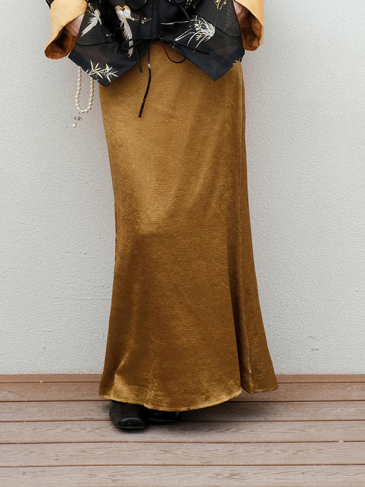 廷前观棠 | 褶皱醋酸缎半身裙(松紧腰) 商品图5