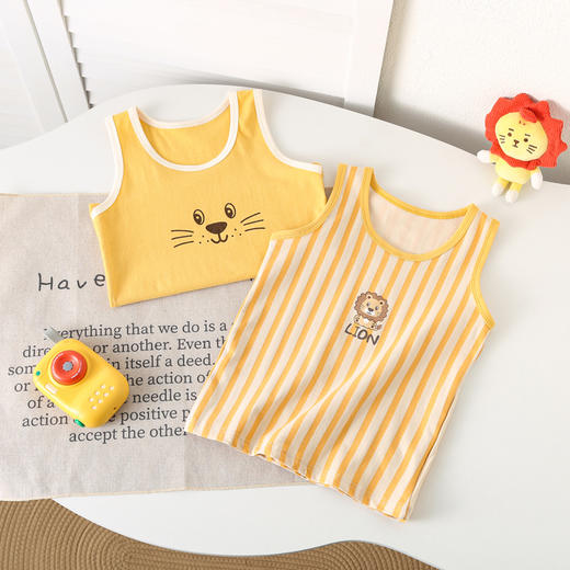 【夏季特卖，纯棉17色可选】【拍一件不发， 选3件加入购物车自动减】夏季儿童纯棉背心男童女童打底衫无袖T恤小男孩吸汗透气背心100% 商品图7