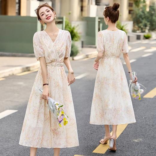 时尚法式收腰显瘦，新中式国风复古碎花连衣裙LJX-385 商品图2