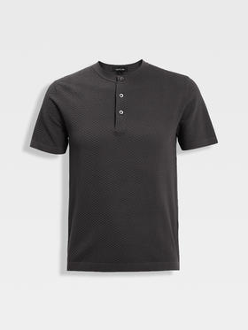 callisto深灰亨利领泡泡肌理T恤