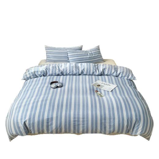 【水洗棉条纹四件套】全棉水洗棉四件套条纹床品套件纯棉简约件套床单被套 商品图4