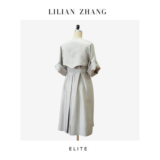 E-“定制—静奢风 —都市摩登—风尚之选、系带银灰中长款风衣 2407009 商品图2