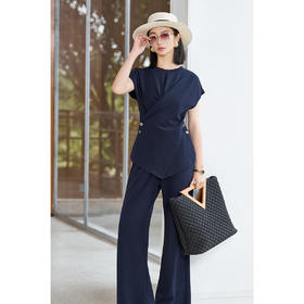 【预售7天】米思阳2026夏季新款时尚通勤设计感套装品质天丝混纺精致两件套女2132/1203