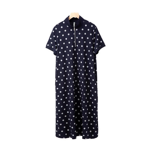 半拉链波点连衣裙 商品图1