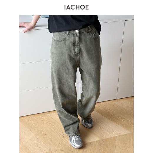 棉仓3621519010-IACHOE绿色牛仔裤 商品图2