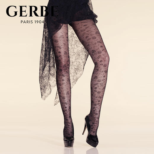 Gerbe格伯 100%法国原装进口女士连裤袜 性感花纹女丝袜GCPAL 44d 商品图0