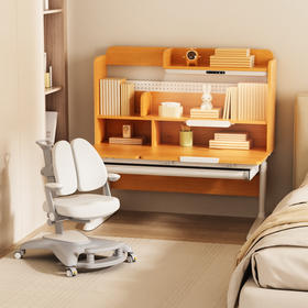 护童【星辰一号酷学派】东青杨木高书架灯桌一体可升降实木儿童学习桌W04A