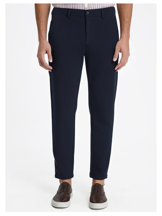 callisto藏青弹力羊毛混纺磨毛休闲裤 商品图2