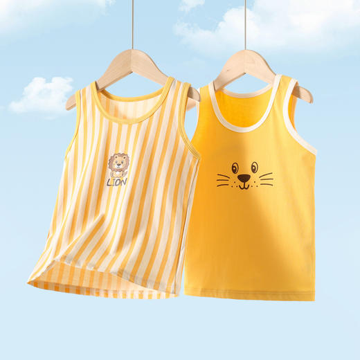 【夏季特卖，纯棉17色可选】【拍一件不发， 选3件加入购物车自动减】夏季儿童纯棉背心男童女童打底衫无袖T恤小男孩吸汗透气背心100% 商品图2