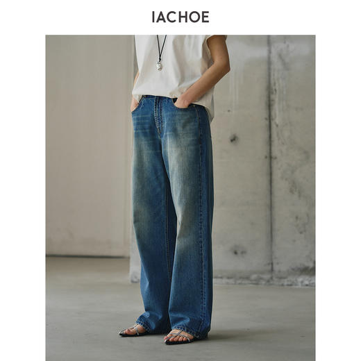 棉仓3631519003-IACHOE牛仔弯刀裤水洗牛仔直筒裤 商品图2