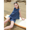 三彩2025夏季新款纯棉牛仔套装无袖上衣休闲裤两件套短裤宽松M 商品缩略图3