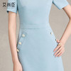 蓝色通勤连衣裙女2024新款设计感上镜职业主持人正装裙 商品缩略图3