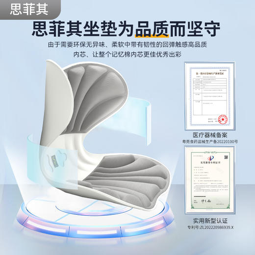 【坐垫腰靠 300斤可用 大码专属💙】分区设计，呵护护腰矫姿，美臀塑形，舒缓腰部压力预防驼背和脊椎变形😉保护腰椎，办公室久坐/办公室坐垫😘【发货地】东莞【发货时效】48小时【快递公司】邮政 商品图1