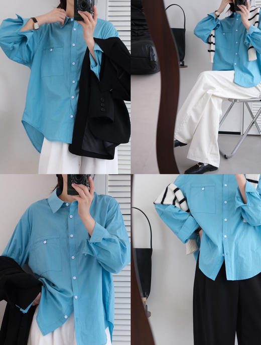 【超模君严选】瓦尔登湖蓝衬衫，纯棉面料 早春冷白皮暴击❗️瞬间吸走黄气❗️黄黑皮人手必备 商品图4