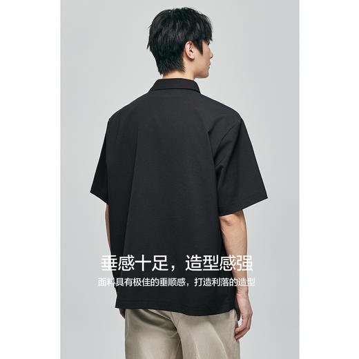 棉仓363804011-微宽松亚麻混纺翻领短袖衬衫 商品图3