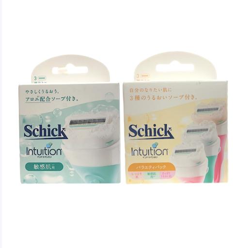 日本 Schick舒芙女士手动刮毛刀替换刀头敏感肌用/保湿型-3刀头入 商品图0