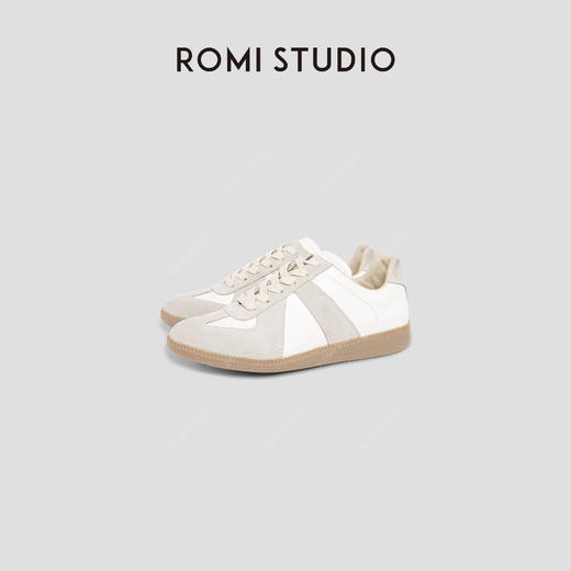 ROMI STUDIO升级版~米灰色德训鞋~百搭真皮德训鞋低帮运动鞋S3200 商品图0