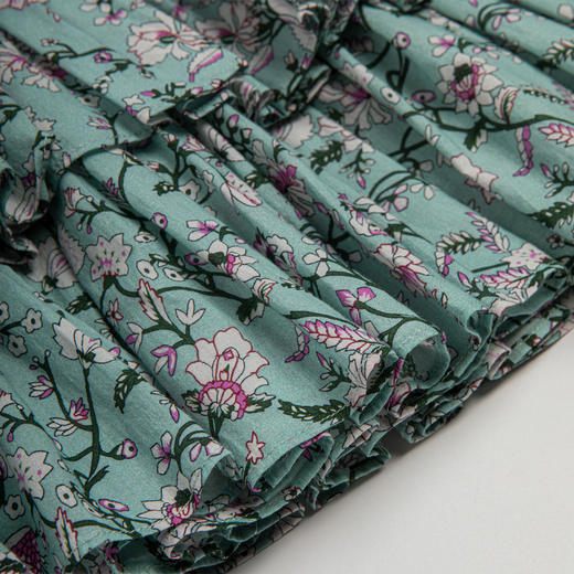 ROMI STUDIO-B 【luxy系列】夏季高腰a字复古绿花色半裙Q3096 商品图3