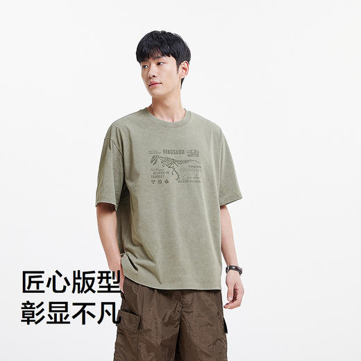 森马短袖T恤男个性潮酷户外印花t恤2025夏季新款圆领针织上衣宽松 商品图4