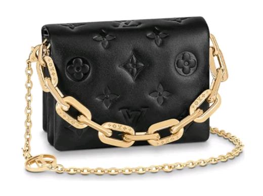 LOUIS VUITTON Cruise早春系列 BeltbagCoussin手袋 抱枕包 老花压纹皮革 链条包手提包 女款 黑色 商品图0