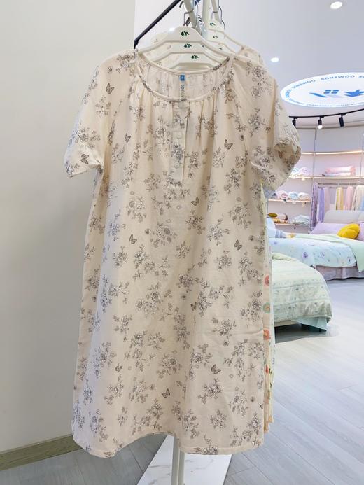 -松植屋2025新款清新纱布短袖睡裙溜肩设计 夏季均码双层纱布睡裙 商品图10