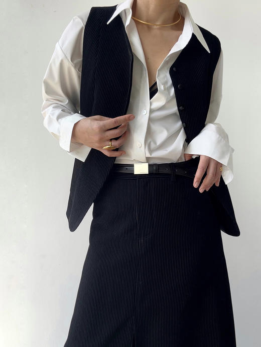 Semplicita｜Z18 条纹收腰马甲  [ 黑条 ] 商品图1