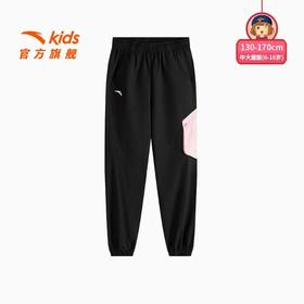 安踏儿童裤子女大童运动长裤2025春季新款中大童黑色休闲卫裤女裤362516505