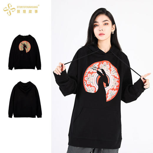 敦煌故事217窟(橙)情侣卫衣秋冬宽松连帽套头上衣男女印花棉 商品图2