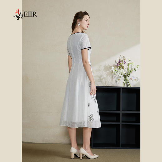 司歌蕾丝刺绣连衣裙黑白中长裙A911052x 商品图3