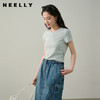 NEELLY纳俪商场同款夏季新款圆领正肩收腰短袖T恤女减龄修身上衣N25044T05501 商品缩略图0