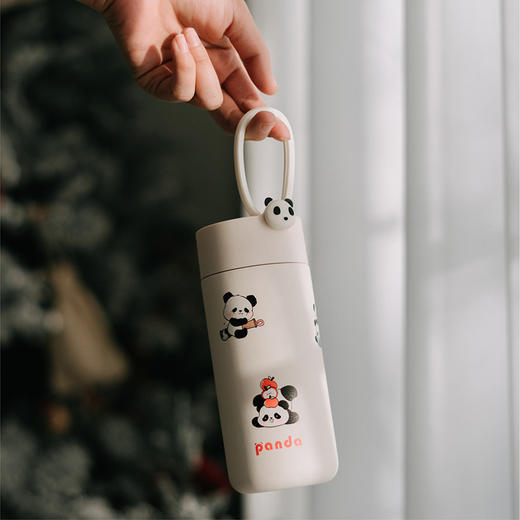 【平安喜乐熊猫杯】316不锈钢茶水分离保温杯 420ml容量 商品图2