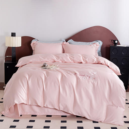 【多样屋专柜】多样屋花汐/粉-贡缎全棉四件套新款床上用品床单被套 商品图0