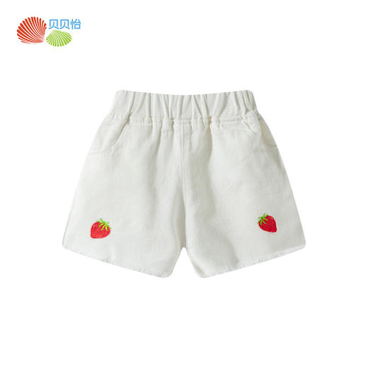 贝贝怡【甜心草莓刺绣】夏季新款女童轻薄柔软牛仔短裤时尚清爽休闲短裤ZB2EK037 商品图3